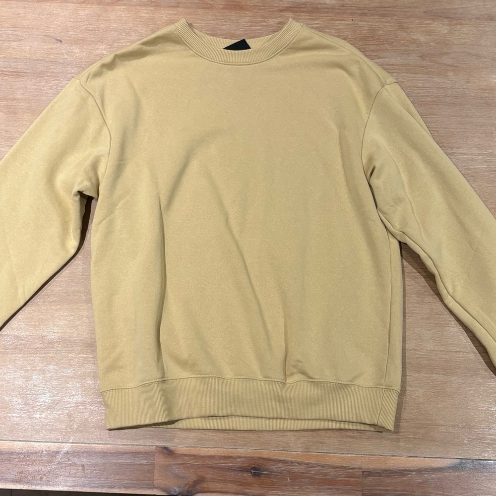 H&M Tan Crewneck Sweater with Ribbed Cuffs